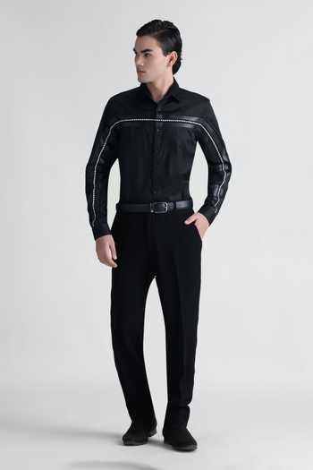 Abkasa Black Cotton Ennid Shirt Online at Aza Fashions Abkasa_Black Cotton Ennid Shirt _Online_at_Aza_Fashions