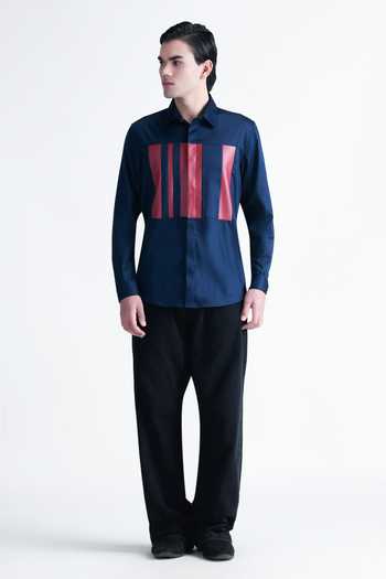Abkasa_Navy Cotton Mae Shirt _Online_at_Aza_Fashions