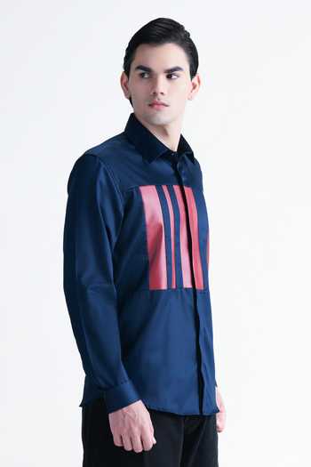 Buy_Abkasa_Navy Cotton Mae Shirt _Online_at_Aza_Fashions