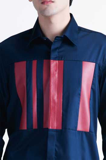 Shop_Abkasa_Navy Cotton Mae Shirt _Online_at_Aza_Fashions