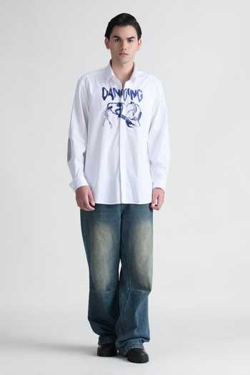 Abkasa_White Cotton Darcy Embroidered Shirt _Online_at_Aza_Fashions