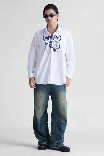 Buy_Abkasa_White Cotton Darcy Embroidered Shirt _Online_at_Aza_Fashions