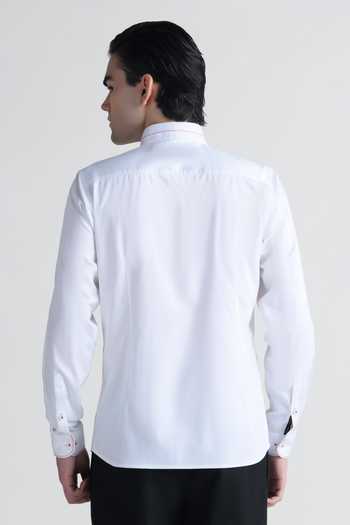 Abkasa Sunwoven Cotton Mandarin Collar Shirt 