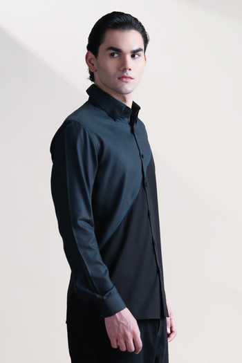 Buy_Abkasa_Black Cotton Nino Shirt _Online_at_Aza_Fashions