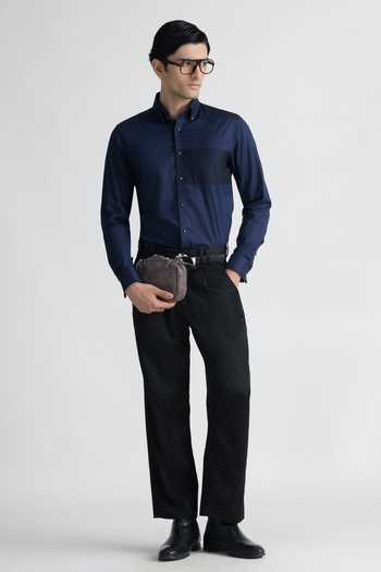 Buy_Abkasa_Navy Cotton Ciel Shirt _Online_at_Aza_Fashions