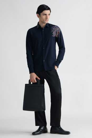 Buy Abkasa Navy Cotton Alba Shirt Online at Aza Fashions Buy_Abkasa_Navy Cotton Alba Shirt _Online_at_Aza_Fashions