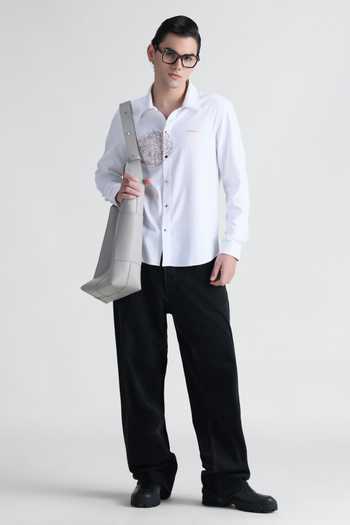 Abkasa_White Viscose Alice Scribble Motif Shirt _Online_at_Aza_Fashions