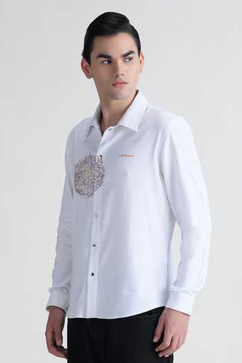 Buy_Abkasa_White Viscose Alice Scribble Motif Shirt _Online_at_Aza_Fashions