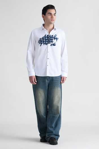 Abkasa_White Cotton Colette Shirt _Online_at_Aza_Fashions