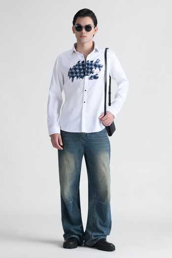 Buy_Abkasa_White Cotton Colette Shirt _Online_at_Aza_Fashions