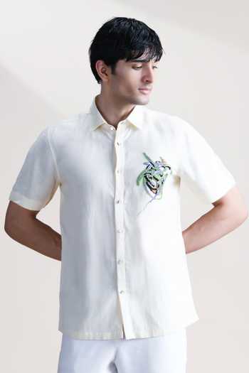 Abkasa Francois Linen Embroidered Shirt 