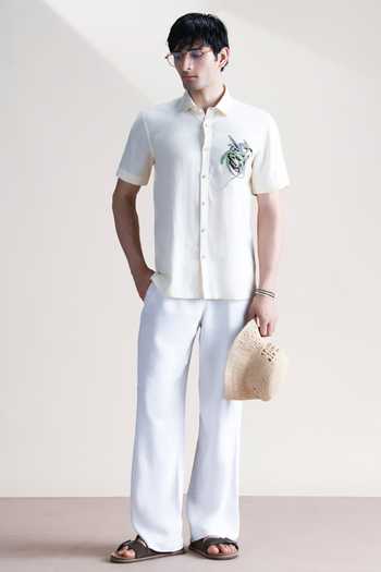 Shop_Abkasa_Cream Linen Francois Embroidered Shirt _Online_at_Aza_Fashions
