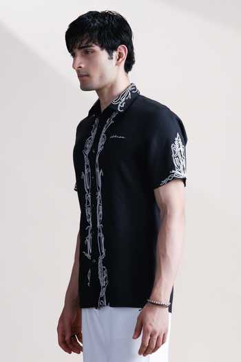 Shop_Abkasa_Black Linen Antoing Shirt _Online_at_Aza_Fashions