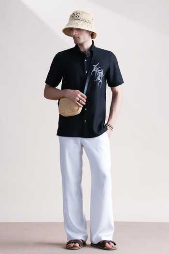 Abkasa_Black Linen Xavier Shirt _Online_at_Aza_Fashions