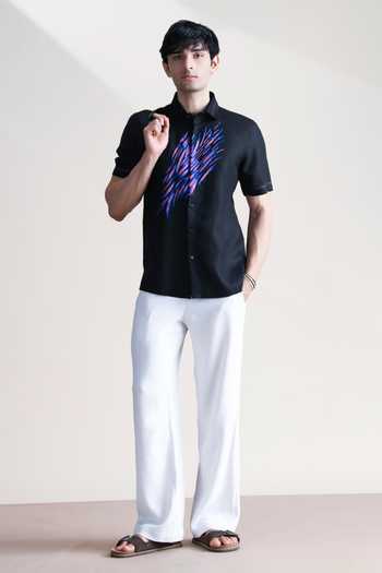 Buy Abkasa Black Linen Berry Shirt Online at Aza Fashions Buy_Abkasa_Black Linen Berry Shirt _Online_at_Aza_Fashions