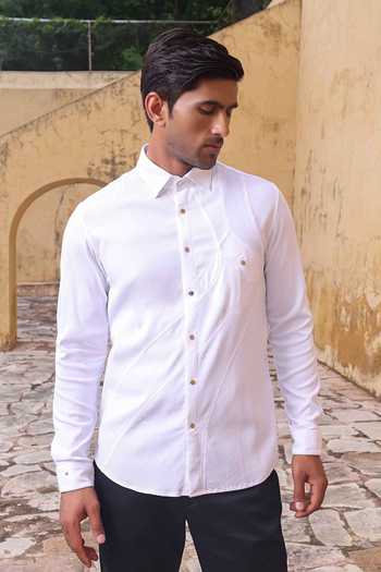 Shop_Abkasa_White Cotton Cody Shirt _Online_at_Aza_Fashions