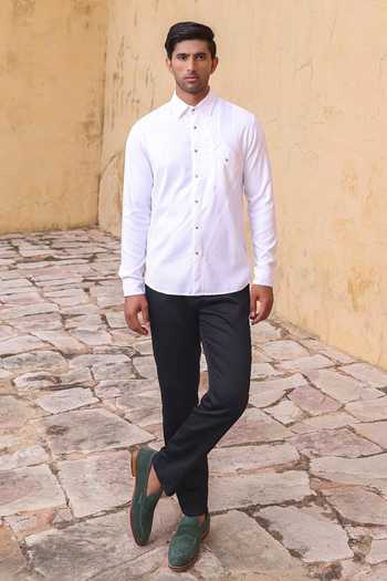 Abkasa_White Cotton Cody Shirt _at_Aza_Fashions