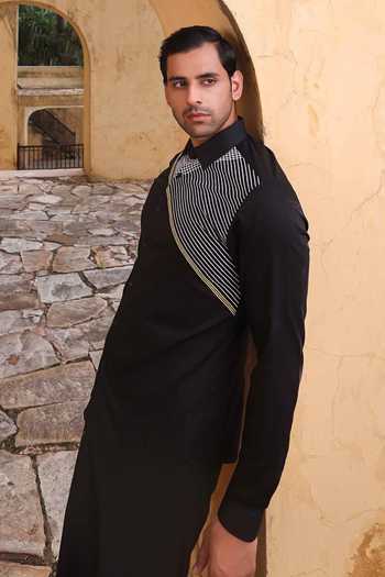Abkasa_Black Cotton Reno Shirt _at_Aza_Fashions