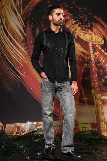 Shop_Abkasa_Black Cotton Ace Shirt _Online_at_Aza_Fashions