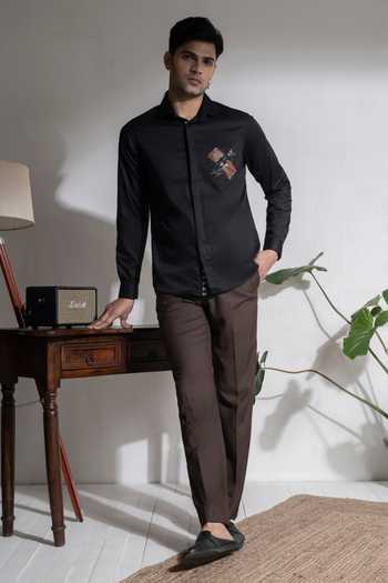 Buy_Abkasa_Black Cotton Xenus Shirt 