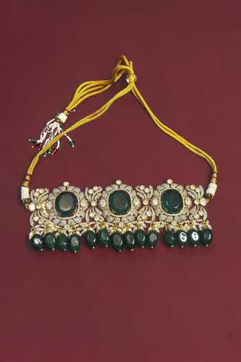 Amaara Jewels Veloura Green Embellished Choker Set 