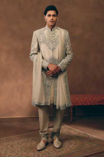 MUKTI AND KAVITH CASA Opulent Zardozi Embroidered Sherwani Set 