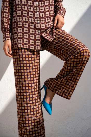 Buy_Nautanky_Brown Crepe Collared Neck Printed Shirt And Pant Set 