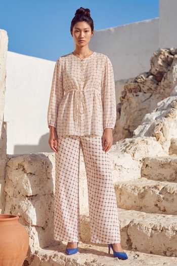 Nautanky Grid Print Top & Pant Set 