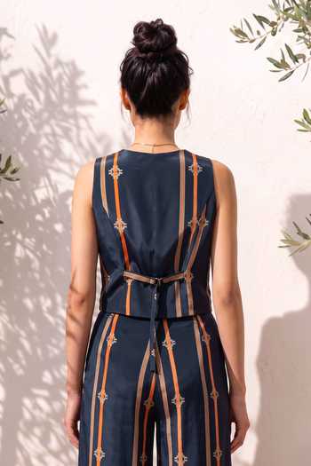 Nautanky Stripe Print Vest & Trouser Set 
