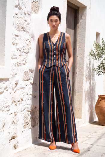 Nautanky Stripe Print Vest & Trouser Set 
