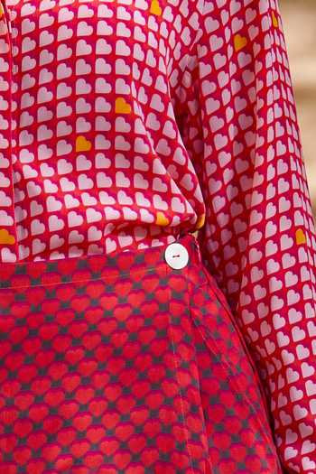 Buy_Nautanky_Pink Crepe Collared Neck Printed Shirt And Skorts Set 