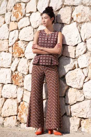 Nautanky Matrix Printed Waistcoat & Trouser Set 