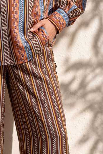 Buy_Nautanky_Blue Crepe Collared Neck Stripe Print Shirt And Trouser Set 