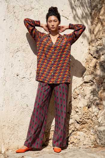 Nautanky Geometric Print Shirt & Trouser Set 
