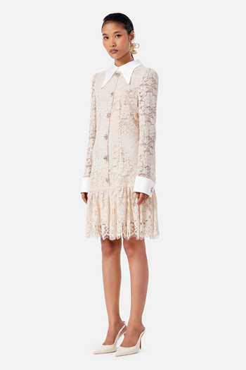 NOTEBOOK_Cream Polyester Collared Neck Betty Embellished Shirt Dress _Online_at_Aza_Fashions