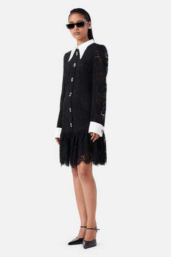 NOTEBOOK_Black Polyester Collared Neck Betty Embellished Shirt Dress _Online_at_Aza_Fashions