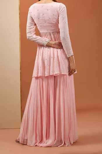Esha Koul Embroidered Peplum Kurta Sharara Set For Kids