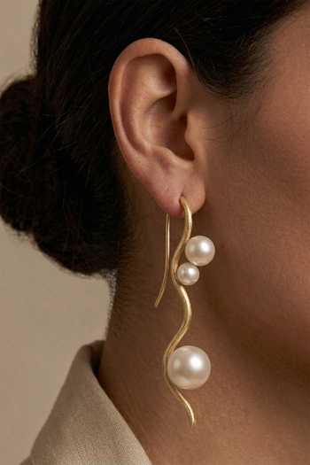 Zaza By Somya Serpentine Pearl Climber Earrings 