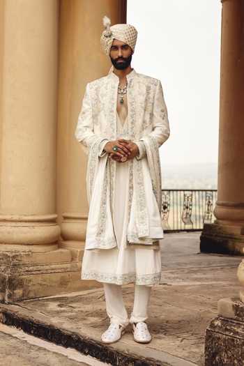 AMIT BEHKI Hand Embroidered Silk Stole 