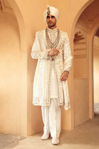 AMIT BEHKI Hand Embroidery Embroidered Silk Stole Men's Traditional Accessory 