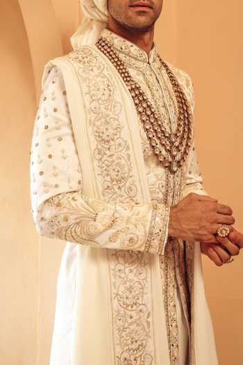 Buy AMIT BEHKI Ivory Hand Embroidery Silk Stole Men Traditional Accessory Online at Aza Fashions Buy_AMIT BEHKI_Ivory Hand Embroidery Silk Stole Men Traditional Accessory _Online_at_Aza_Fashions