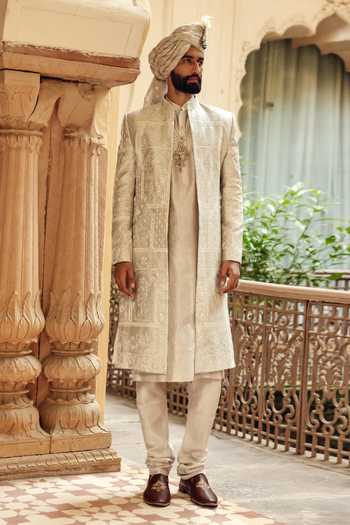 AMIT BEHKI Hand Embroidered Achkan Set 