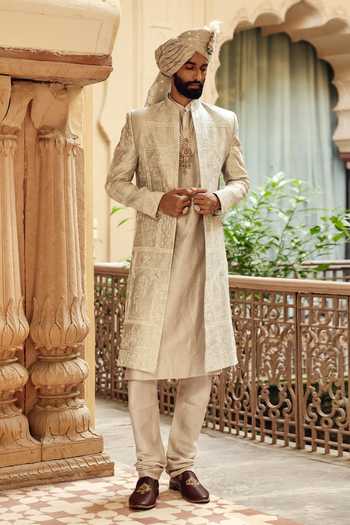 AMIT BEHKI Hand Embroidered Achkan Set 