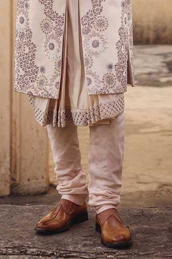 AMIT BEHKI Ivory Silk Hand Embroidered Raw Sherwani Set Online at Aza Fashions AMIT BEHKI_Ivory Silk Hand Embroidered Raw Sherwani Set _Online_at_Aza_Fashions