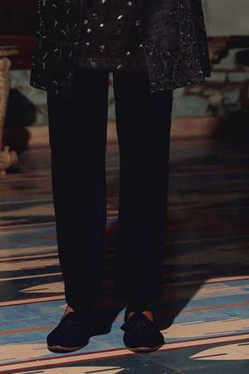 AMIT BEHKI_Black Suiting, Viscose Hand Embroidered Kurta Set With Jacket _Online_at_Aza_Fashions