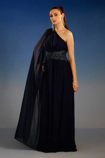 Bling Empire Sovereign One Shoulder Draped Dress 