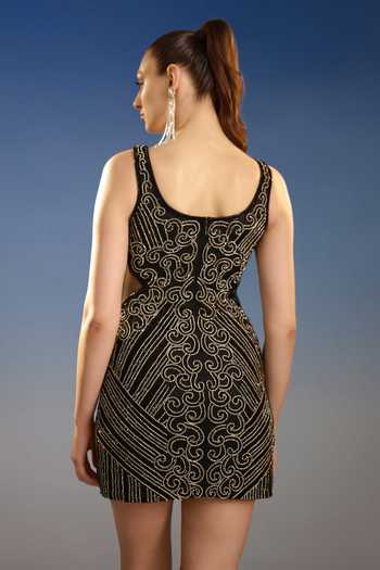 Buy Bling Empire Black Mesh Sweetheart Neck Sleeveless Sequin Mini Dress Online at Aza Fashions Buy_Bling Empire_Black Mesh Sweetheart Neck Sleeveless Sequin Mini Dress _Online_at_Aza_Fashions
