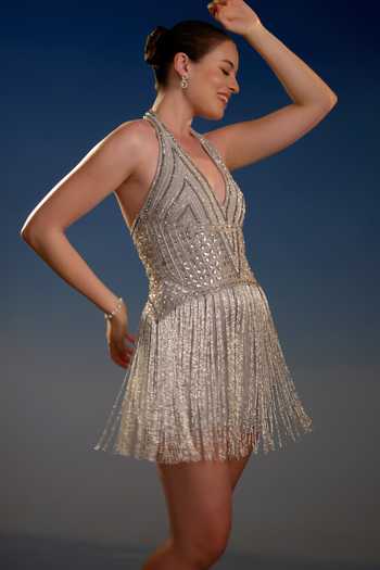 Bling Empire Gold Mesh Halter Neck Sequin Column Mini Dress Online at Aza Fashions Bling Empire_Gold Mesh Halter Neck Sequin Column Mini Dress _Online_at_Aza_Fashions