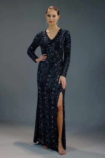 Bling Empire V Neck Wrap Maxi Dress