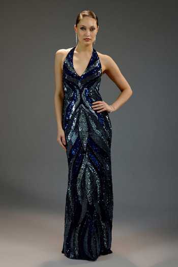 Bling Empire Deep V Halter Neck Sequin Gown 